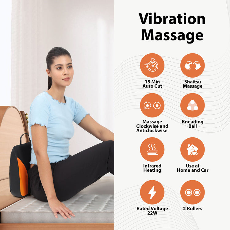 Healing Journey Shiatsu Back Massager Cushion with Heat Portable Deep Kneading Lumbar Support Pad